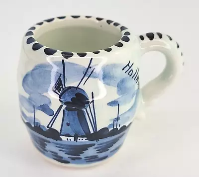 Vintage Delft Blue White Floral Mini Mug Cup Hand Painted Holland Signed 452 • $19.99