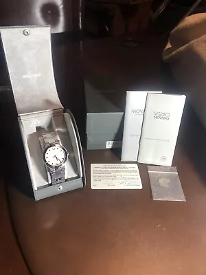 MOVADO VIZIO Men's All Steel Watch 84-C2-1891 White Dial With Box & New Battery • $180