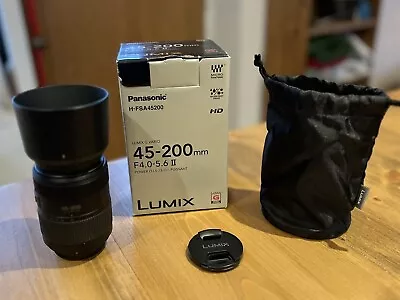 Panasonic Lumix G Vario 45-200mm F/4-5.6 Power OIS II Lens In Original Box • £199