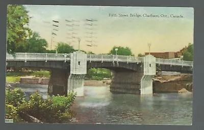 Fifth Street Bridge Chatham Ontario Canada Postcard Water 2 Cent Posted AO3 • $5.99