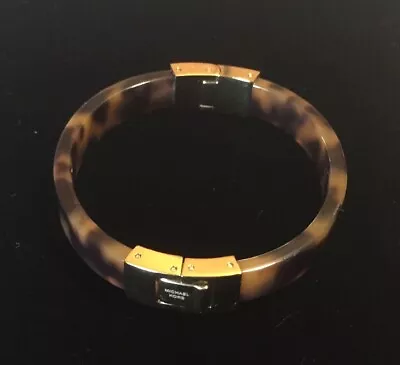 Michael Kors Simulated Tortoise Gold Tone Hinged Bangle Bracelet • $45