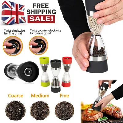 Manual Salt And Pepper Grinder Adjustable Coarseness Stainless Steel Grinder UK • £9.54