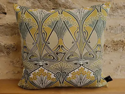 Liberty Ianthe Dove Gold Linen Art Nouveau & Green Velvet Fabric Cushion Cover • £32.50