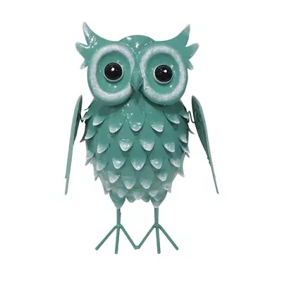 15  Freestanding Turquoise Metal Cute Owl Lawn Statue Outdoor Garden Decor • $56.99