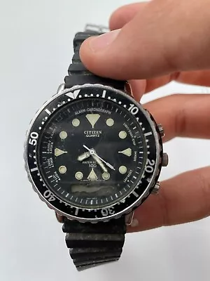 $49.99 • Buy Citizen Quartz Water 10om Resist Digiana Alarm Diving 8951-o85752 Y  As-is Parts