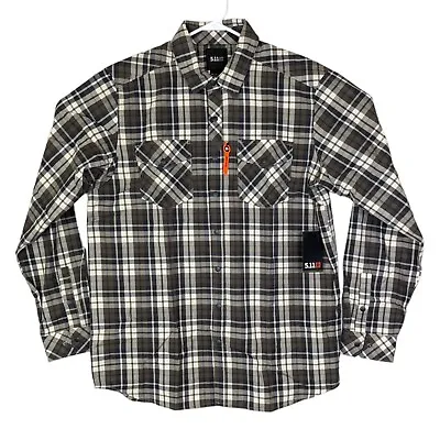 New 5.11 Tactical Mens XL Brown Plaid Gunner Long Sleeve Snap Up Button Shirt • $33.09