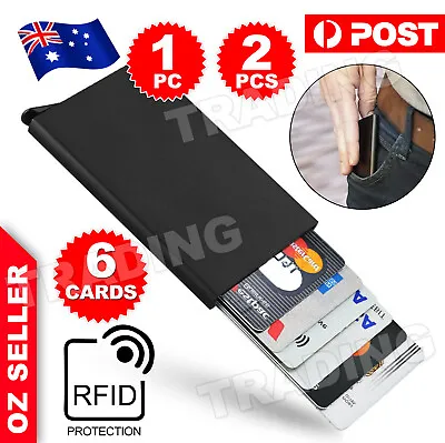 $6.95 • Buy 2X RFID Blocking Aluminum Slim Wallet ID Credit Card Holder Case Protector Purse