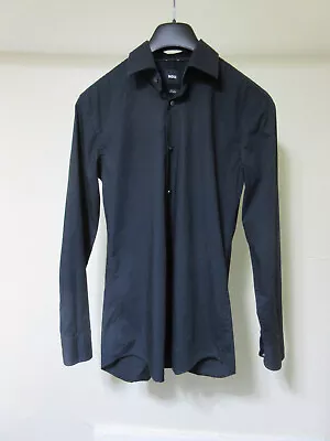 HUGO BOSS Slim Fit Easy Iron Black Button Front Dress Shirt - Size 15 38 • $5