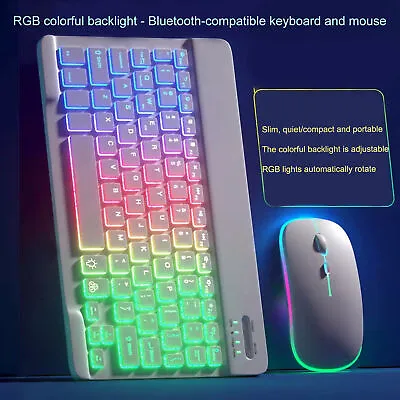 Pc Keyboard Mouse Rgb Backlit Auto Sleep High Sensitivity Computer Wireless • $11.54