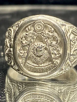 $75 • Buy Masonic Ring SZ 12 Sterling 925 Silver Old Style Masonry Freemason