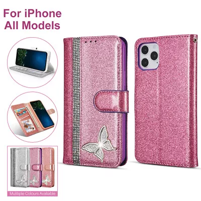 Case For IPhone 14 13 12 11 X Xr 7 8+ Bling Leather Wallet Flip Card Stand Cover • $12.75