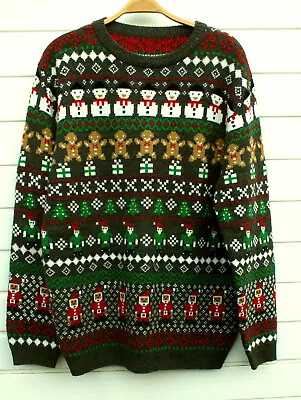 SUPER THICK & WARM GREEN/MULTI CHRISTMAS JUMPER. CHEST: 50ins • £20