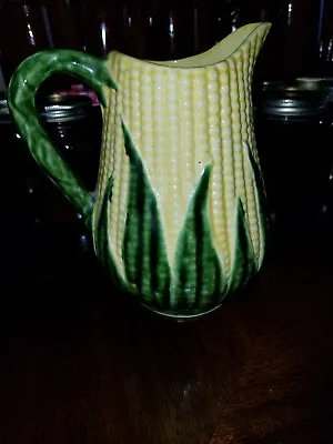 Vintage Majolica Pitcher With Corn Motif • $36.99