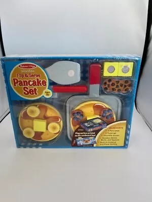 New Melissa & Doug Flip And Serve Pancake Set 19 Pcs Wooden Breakfast Play Food • $16.15