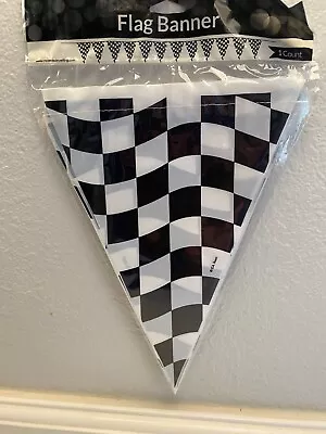 Black & White Check Race Car Flag Plastic Banner 11  X 12ft All-Weather • $2.95