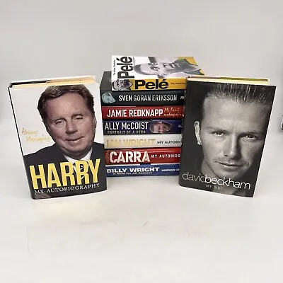 Football Autobiographies Biographies 9x Book Bundle David Beckham Pele  Redknapp • £24.99