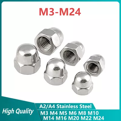 £1.90 • Buy M3-M24 Bolt Nut Dome Hex Nuts Protection Cover Caps A2/A4 Stainless Steel M6 M10