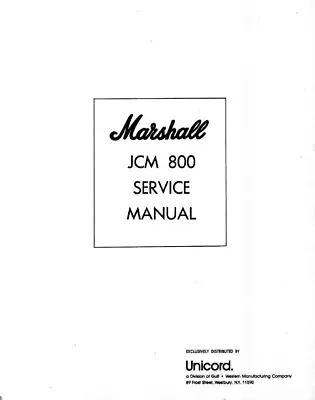 Marshall Jcm800 Series Service Manual And 2203-01 Owners Manual  • $25