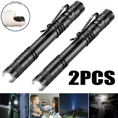 2PCS Mini Small Torch Super Bright LED Flashlight Penlight With Clip Pocket • $8.16