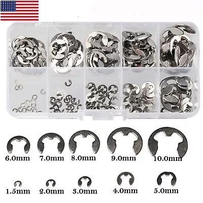 200x E Clips C Circlip Stainless Steel Kit Retaining Ring Assorted 1.5 To 10mm • $9.99