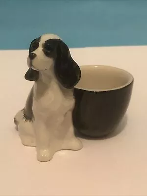 Black/white Spaniel Eggcup Quail Ceramics • £12