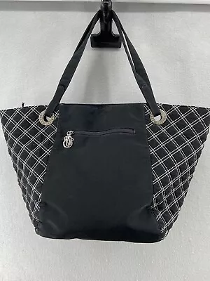Vera Bradley Shoulder Travel Tote Bag Zip Closure  Double Handles Black/White • $17.50