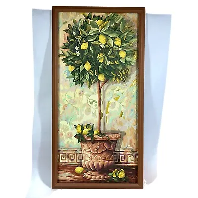 Vintage Large Paint By Number Botanical Lemon Topiary 16 X 32” Framed • $59.99