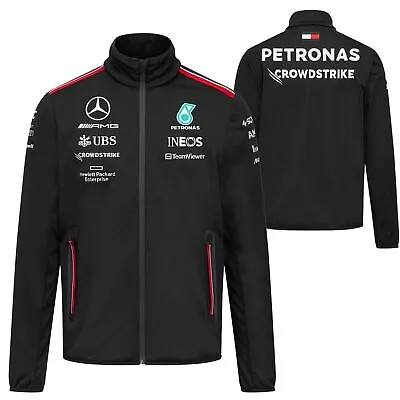 Men's Mercedes  AMG Petronas F1 Team Softshell Jacket Black UK • £46.43