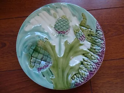 VINTAGE PLATE ASPARAGUS FRENCH  MAJOLICA LUNEVILLE FRANCE 1920s' • $80