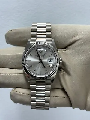 Rolex DayDate 36 Silver White Gold Presidential  2024 BRAND NEW / BOX AND PAPERS • $37975