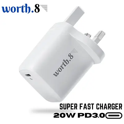 Fast Charging 20W USB C Power Adapter Plug Charger For IPhone Ipad Samsung Pixel • £8.99