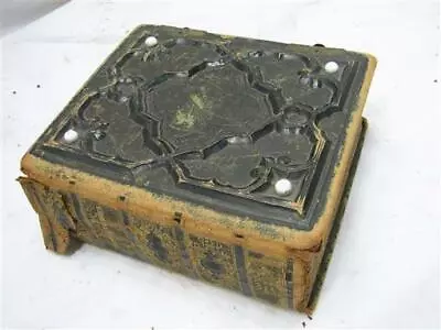 Early Family Photo Album Ornate Leather Cover Tin Type Tintype Porcelain Button • $299.99