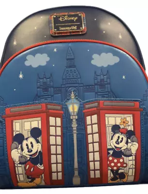 Disney Parks Epcot UK London Mickey Minnie Loungefly Mini Backpack New With Tag • $127.88