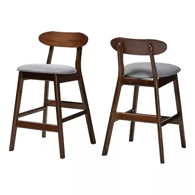 Baxton Studio Ulyana Gray Fabric And Dirty Oak Finished Wood Counter Stool • $173.41