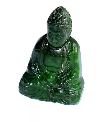 Nephrite Jade Carved Sculpture Seated Shakyamuni  Buddha Praying ( Green Jade) • £25