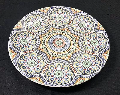 Cocema Fes Maroc Moroccan  8  Plate Serving Platter Blue Yellow Red Small Round • $45.99