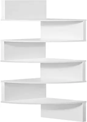 VASAGLE Corner Shelf 5-Tier Floating Wall Shelf With Zigzag Design Bookshelf  • £37.56