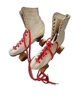 Vtg White Womens Roller Skates Chicago Custom Hyde Wood Wheels  • $45