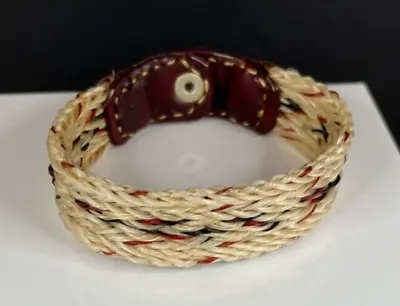 Vintage Hand Made Braided Natural Black Burgundy Snap Horse Hair Bracelet- 1690 • £34.05