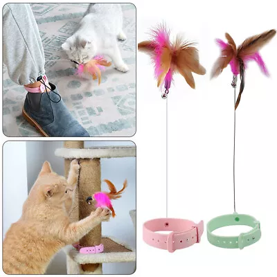 $8.99 • Buy Cat Feather Collar Toy Adjustable Interactive Cat Toys Soft Silicone Bell Gift