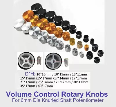 Aluminum Alloy Volume Control Rotary Knobs 6mm Dia Knurled D Shaft Potentiometer • $5.99