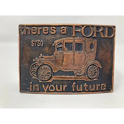 Vintage FORD Model T  There's A Ford In Your Future  Solid Brass Belt Buckle • $15