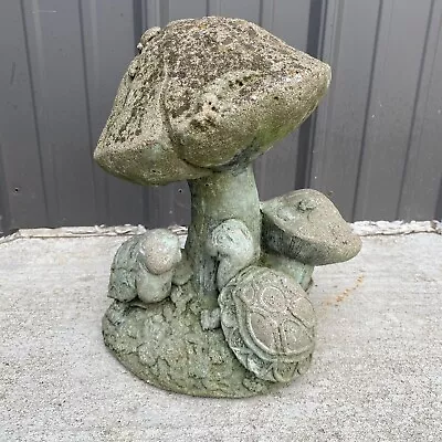 Vintage MUSHROOMS & TURTLES Concrete Cement Garden Statue Sculpture 9 X 12  Tall • $125