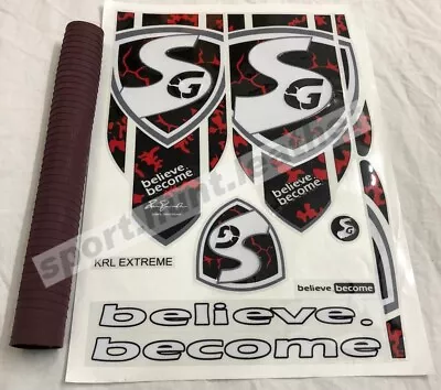 CRICKET BAT SG RED & BLACK Sticker Exclusive 3D Embossed + Cricket Bat Grip • $14.99