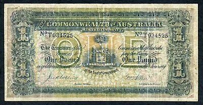 1913 Australia 1 Pound Collins Allen (R18 BL) Last Prefix T Blue Serials VG-aF • $1960