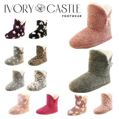 £14.99 • Buy Ladies Slippers Faux Fur Warm Fleece Lined Slippers Womens Slippers Slouch Boots