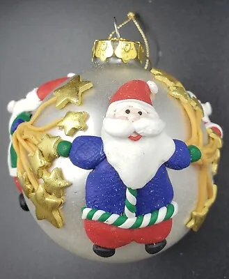 Vtg Creative Design For Montgomery Ward Christmas Ornament Applied 3D Clay Santa • $12