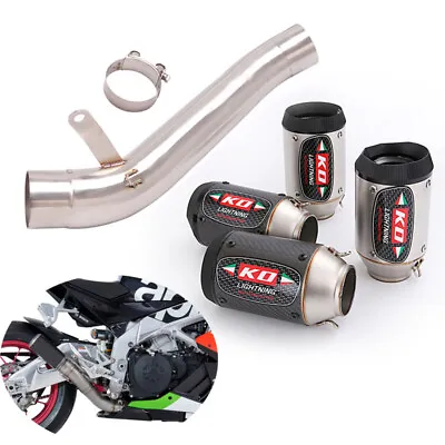 For Aprilia RSV4 2017-2020 Exhaust Pipe Motorcycle Mid 61mm Muffler Pipe Carbon • $183.56