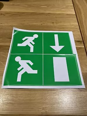 £0.99 • Buy Fire Exit Escape Green Man Vinyl Adhesive Label Sticker Safety Sign Down DG231