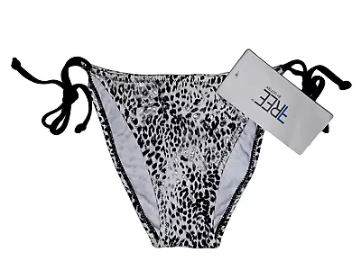 Bravissimo Free By Gottex Black & Silver Side Tie Bikini Bottoms ~ UK 12 #2534 • £5.99